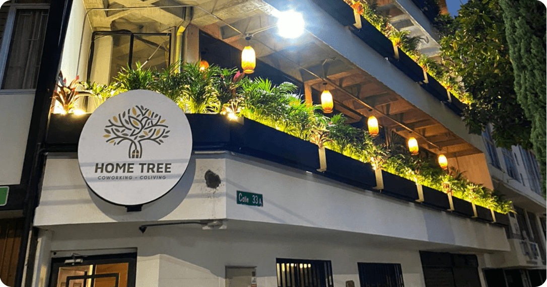 Espacio de coworking luminoso para emprendedores en Home Tree Coworking Laureles.